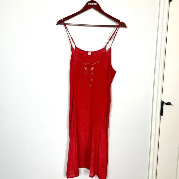 Sundance Briela Bandana Western Cowgirl Print Bohemian Midi Dress Red Sz Medium - Picture 10 of 13